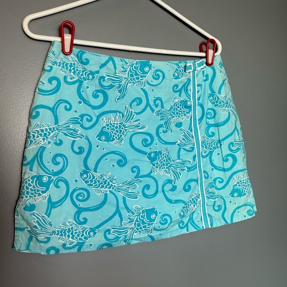 Lilly Pulitzer Vintage White Tag Koi Skort Women Sz 6 Turquoise/White Pickleball